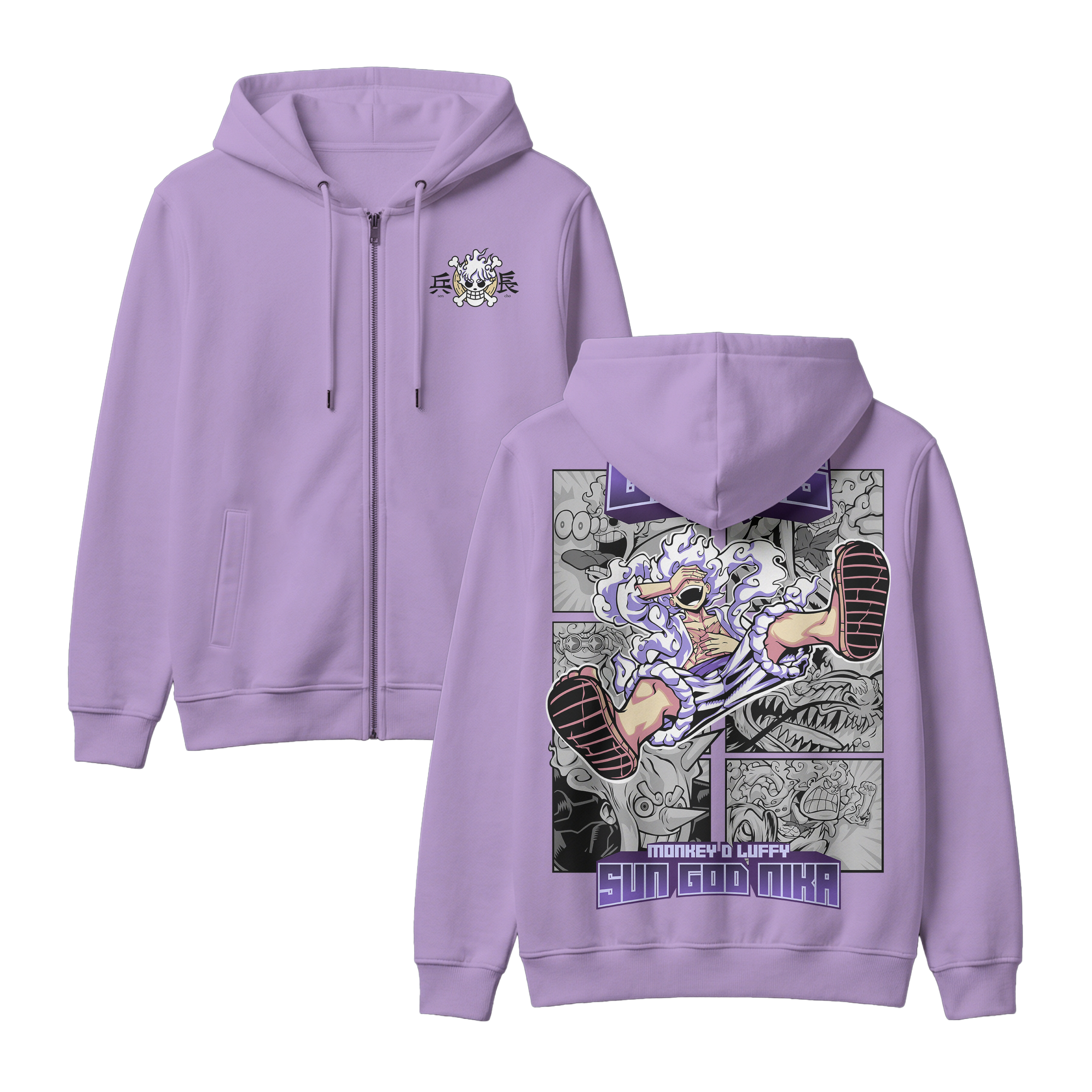 Anime One Piece Gear 5 Monkey D. Luffy Sun God Nika Zip-up Hoodie - RZM011