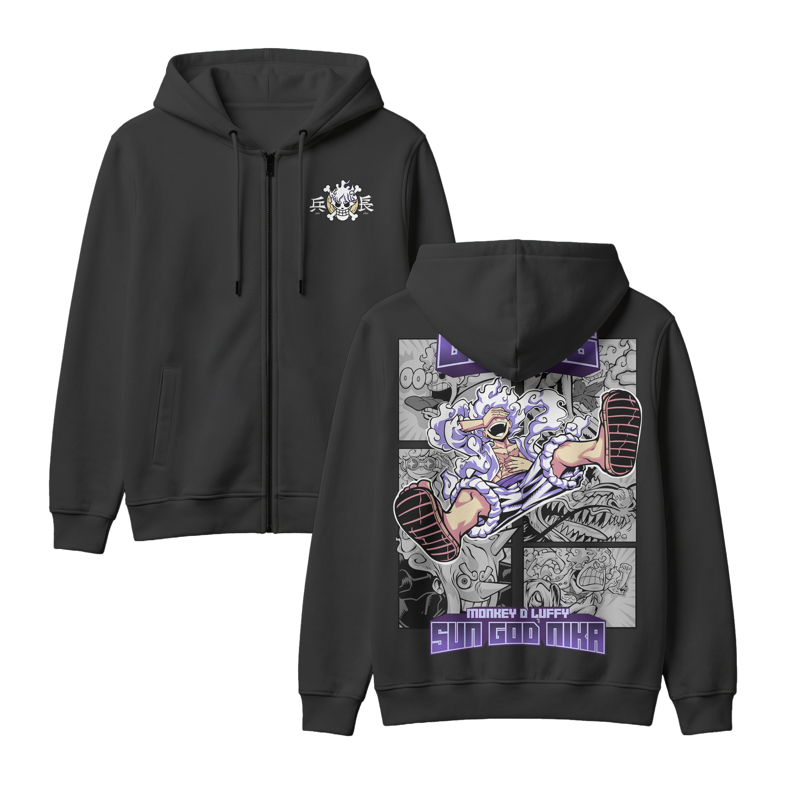 Anime One Piece Gear 5 Monkey D. Luffy Sun God Nika Zip-up Hoodie - RZM011