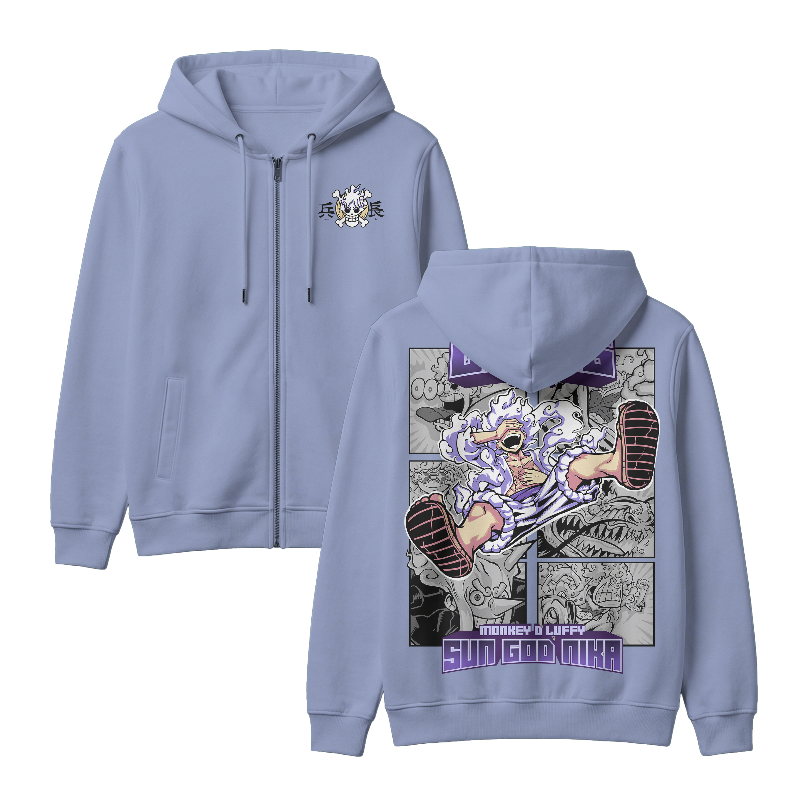 Anime One Piece Gear 5 Monkey D. Luffy Sun God Nika Zip-up Hoodie - RZM011
