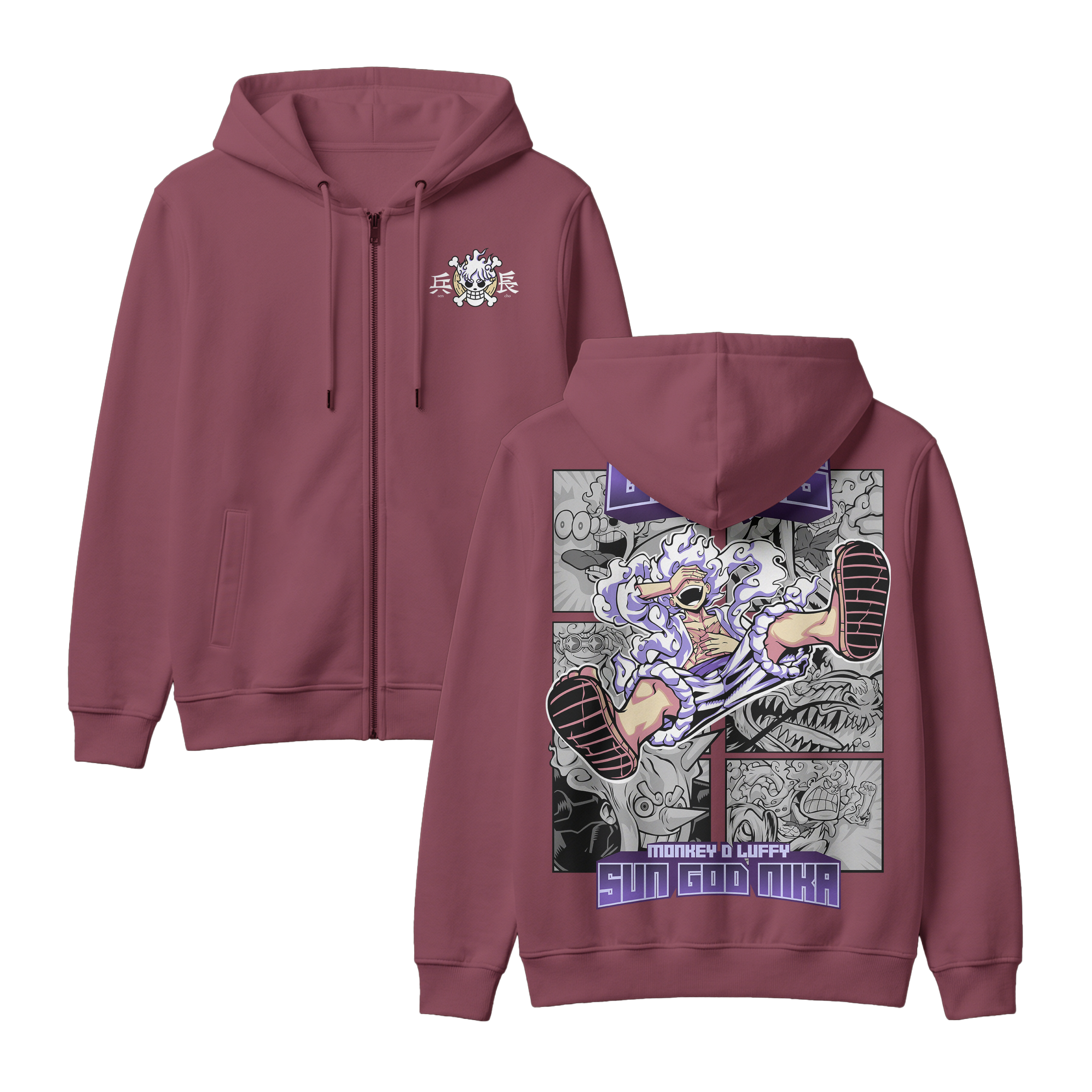 Anime One Piece Gear 5 Monkey D. Luffy Sun God Nika Zip-up Hoodie - RZM011