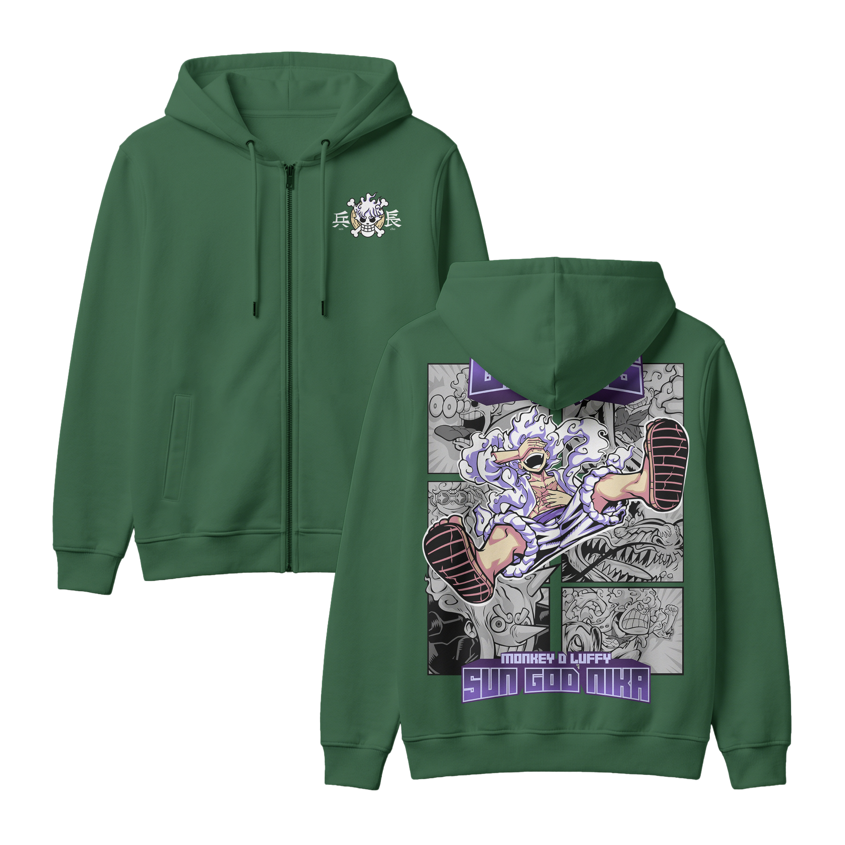 Anime One Piece Gear 5 Monkey D. Luffy Sun God Nika Zip-up Hoodie - RZM011