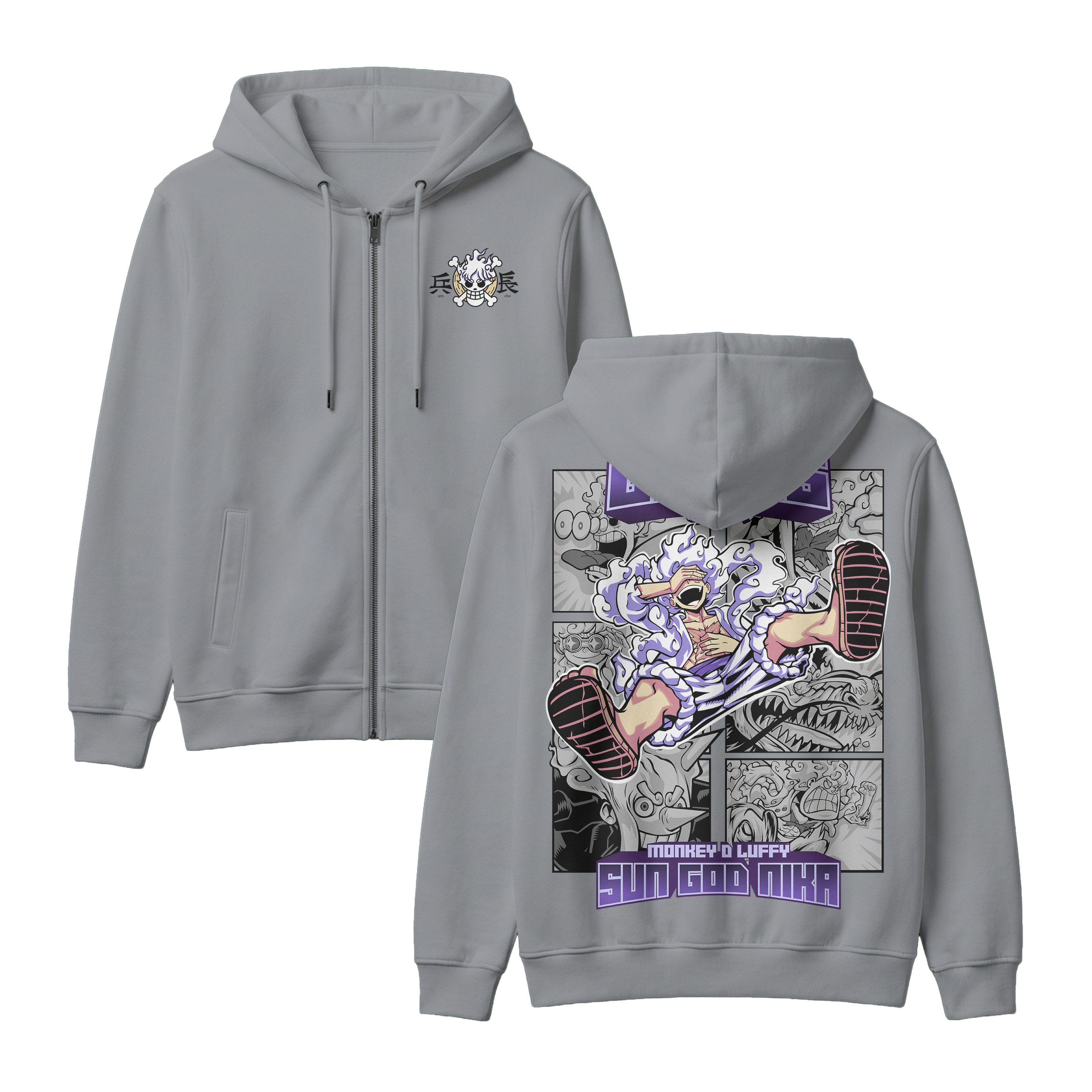 Anime One Piece Gear 5 Monkey D. Luffy Sun God Nika Zip-up Hoodie - RZM011