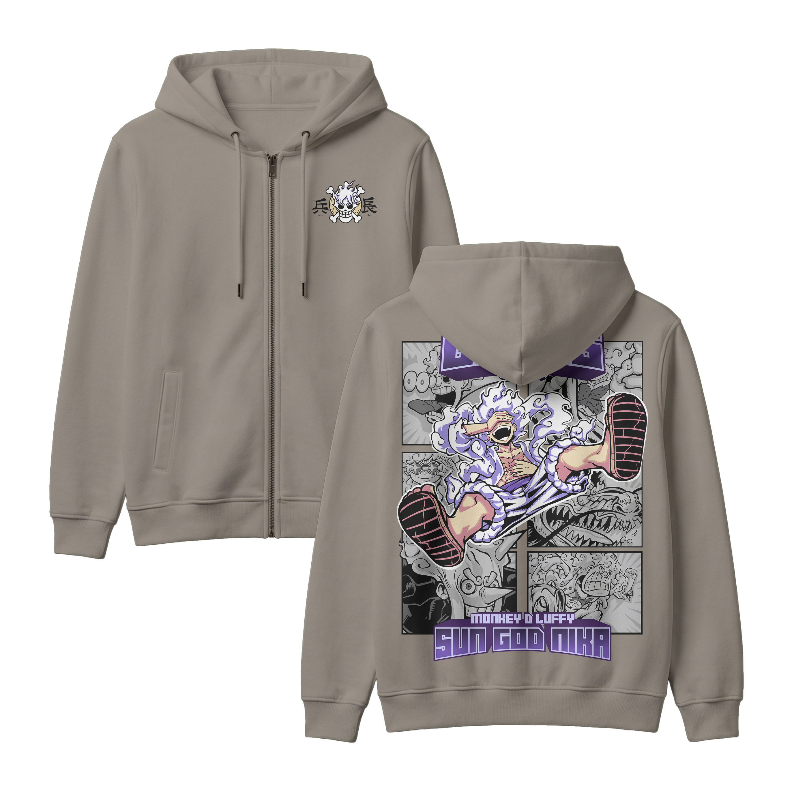Anime One Piece Gear 5 Monkey D. Luffy Sun God Nika Zip-up Hoodie - RZM011