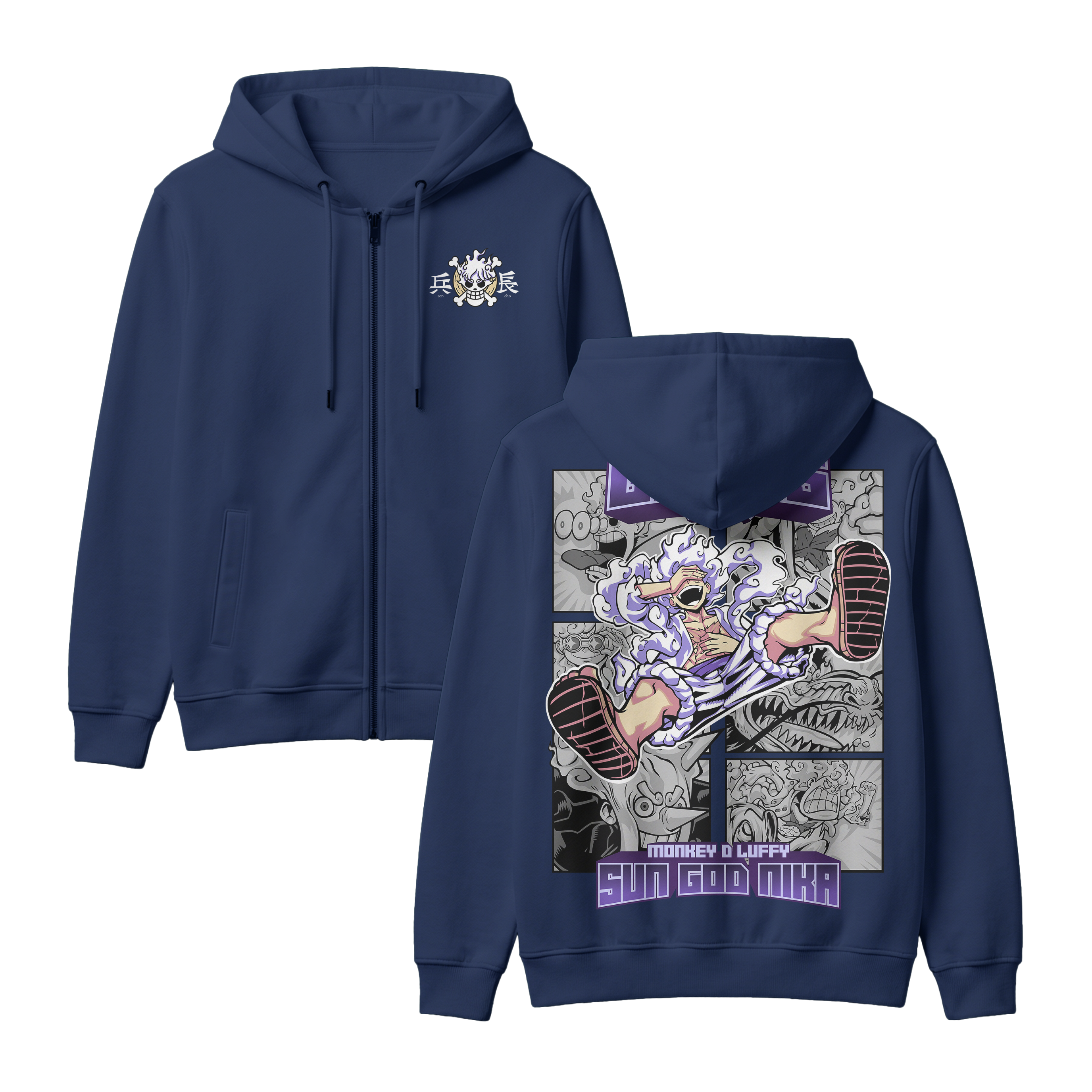 Anime One Piece Gear 5 Monkey D. Luffy Sun God Nika Zip-up Hoodie - RZM011