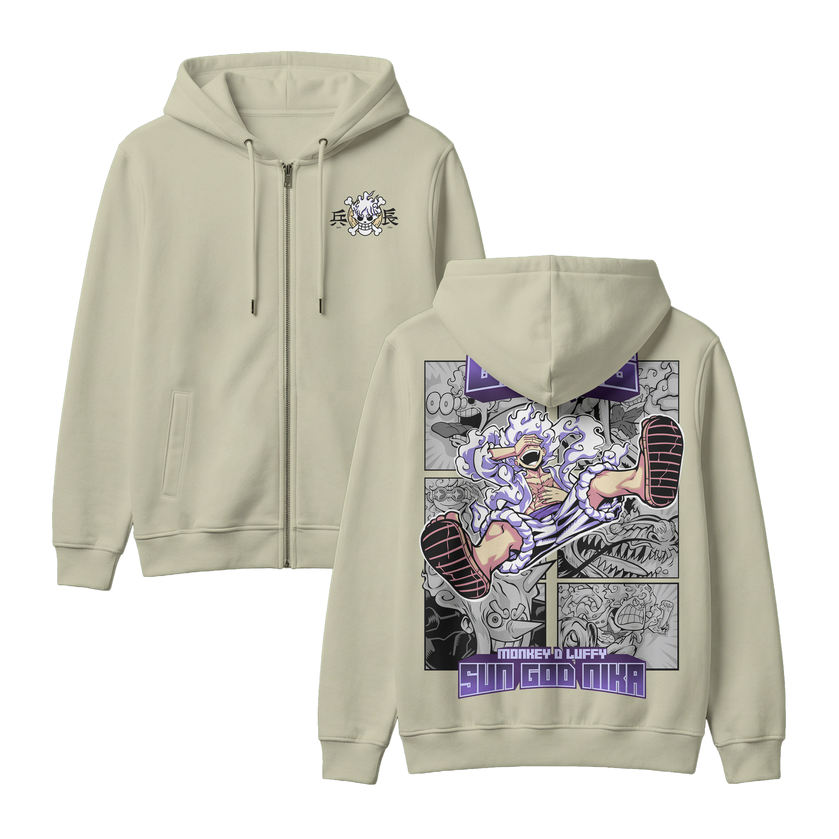 Anime One Piece Gear 5 Monkey D. Luffy Sun God Nika Zip-up Hoodie - RZM011