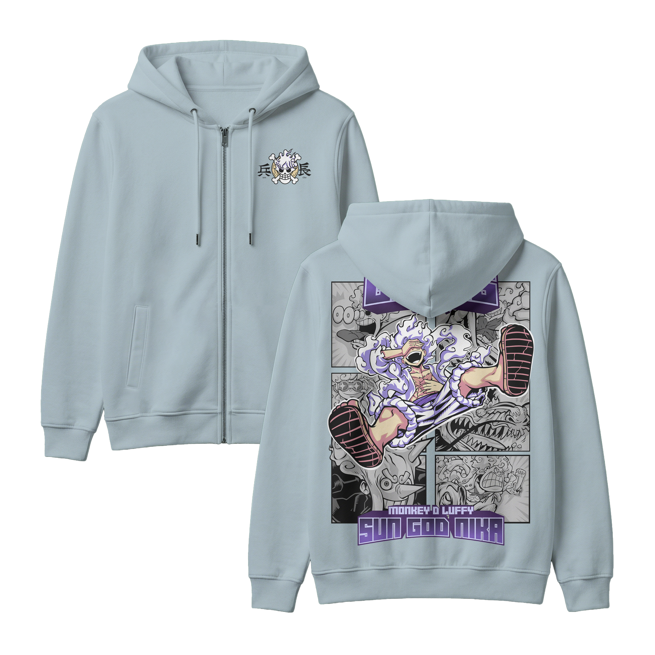 Anime One Piece Gear 5 Monkey D. Luffy Sun God Nika Zip-up Hoodie - RZM011