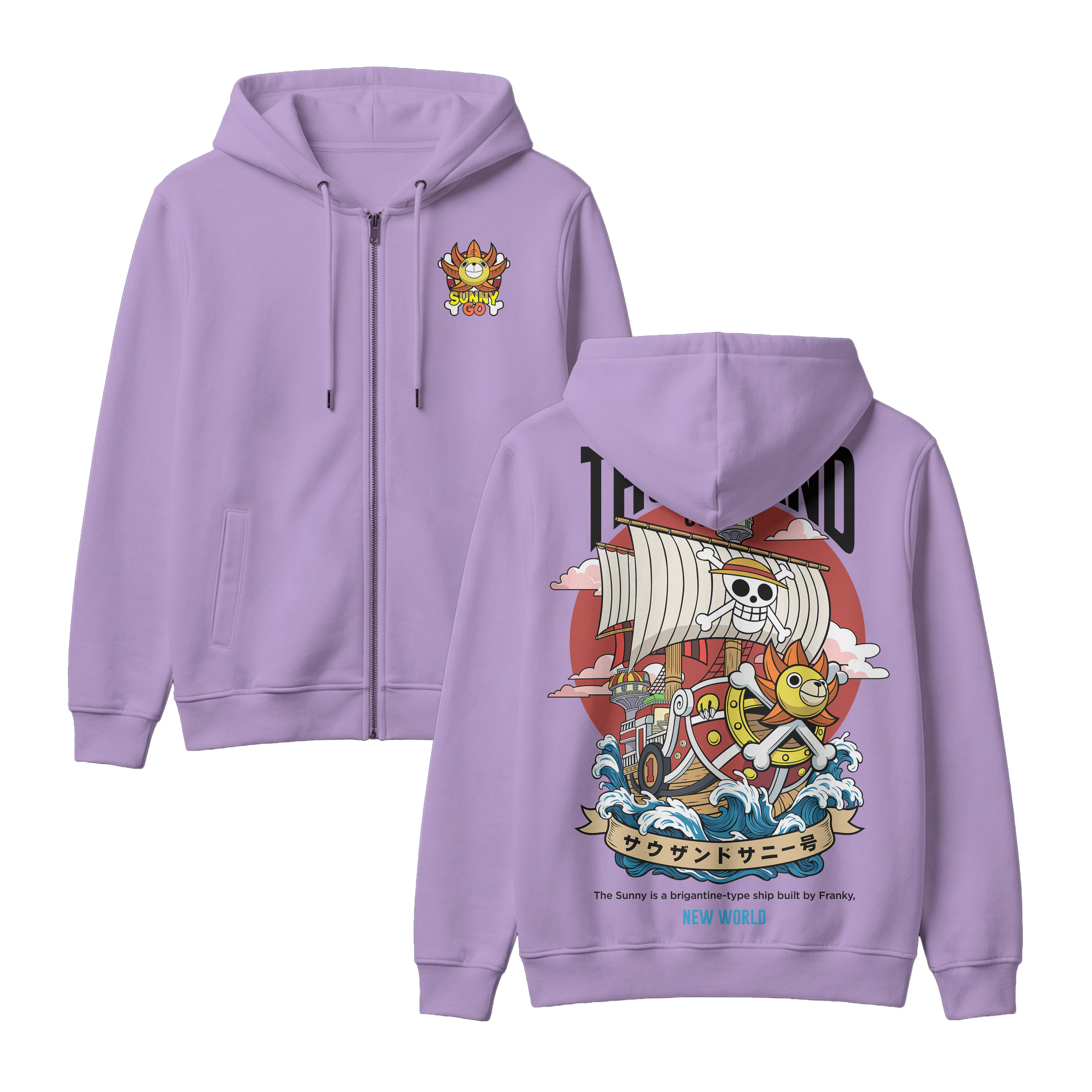 Anime One Piece Thousand Sunny Zip-up Hoodie - RZM016