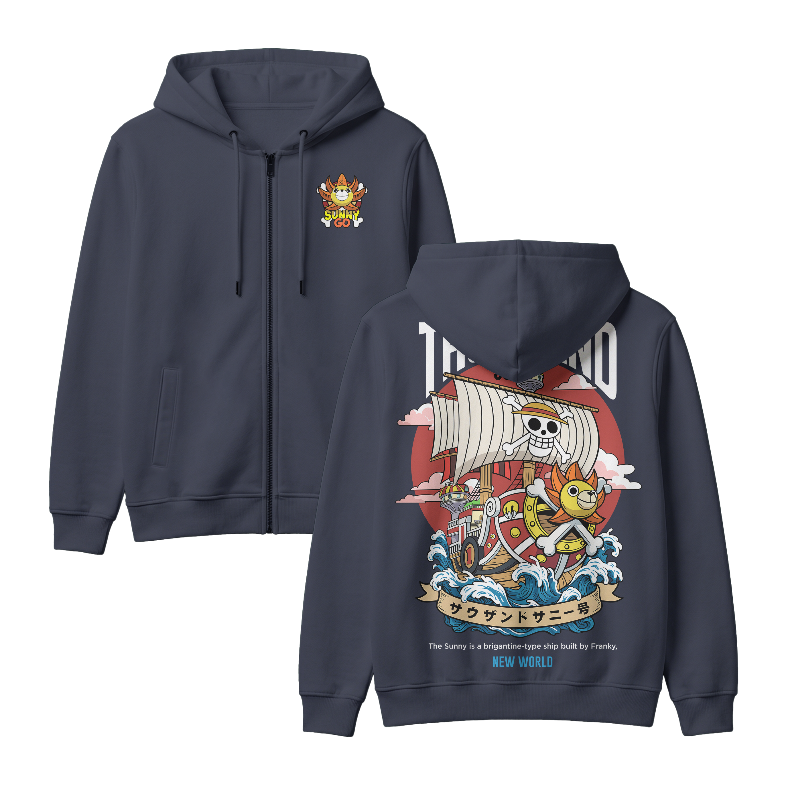 Anime One Piece Thousand Sunny Zip-up Hoodie - RZM016