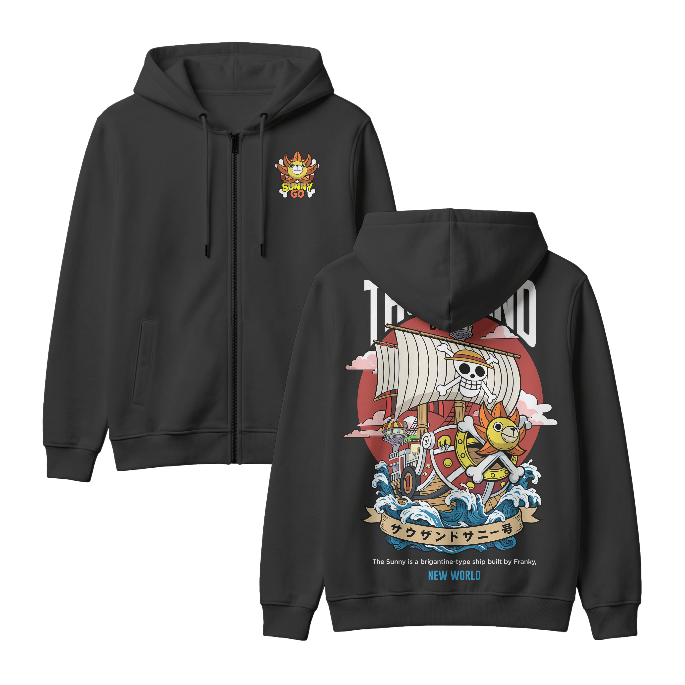 Anime One Piece Thousand Sunny Zip-up Hoodie - RZM016