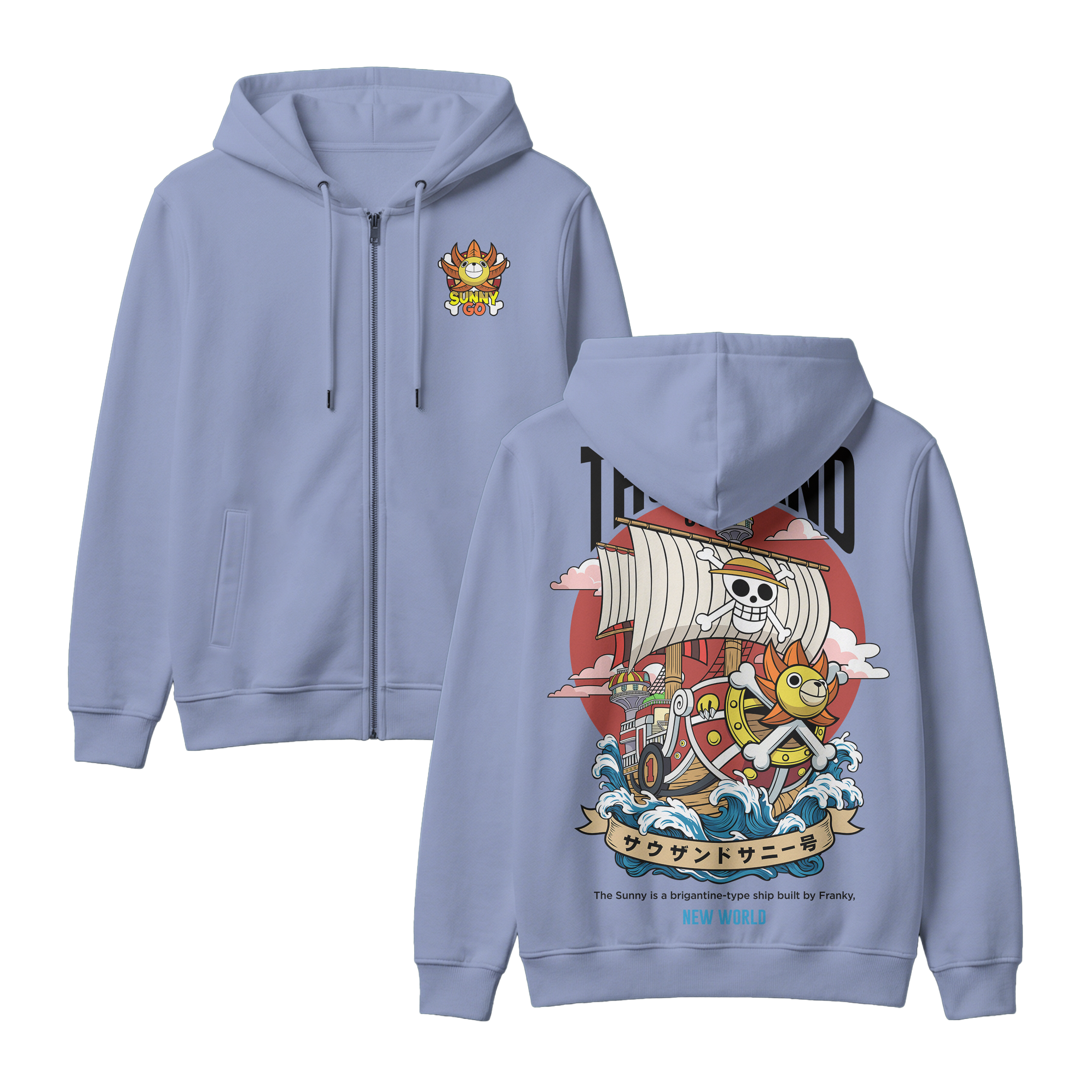 Anime One Piece Thousand Sunny Zip-up Hoodie - RZM016