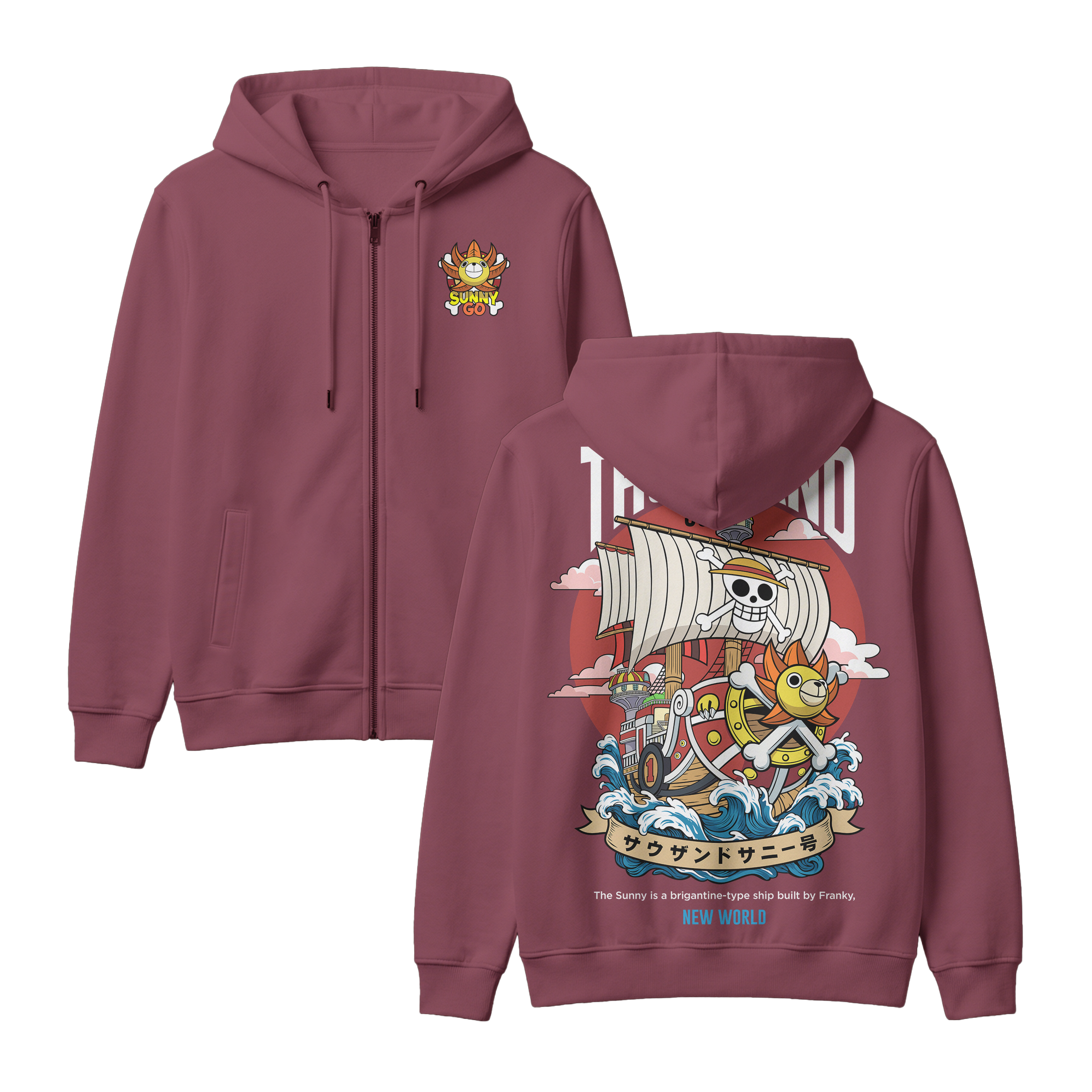 Anime One Piece Thousand Sunny Zip-up Hoodie - RZM016