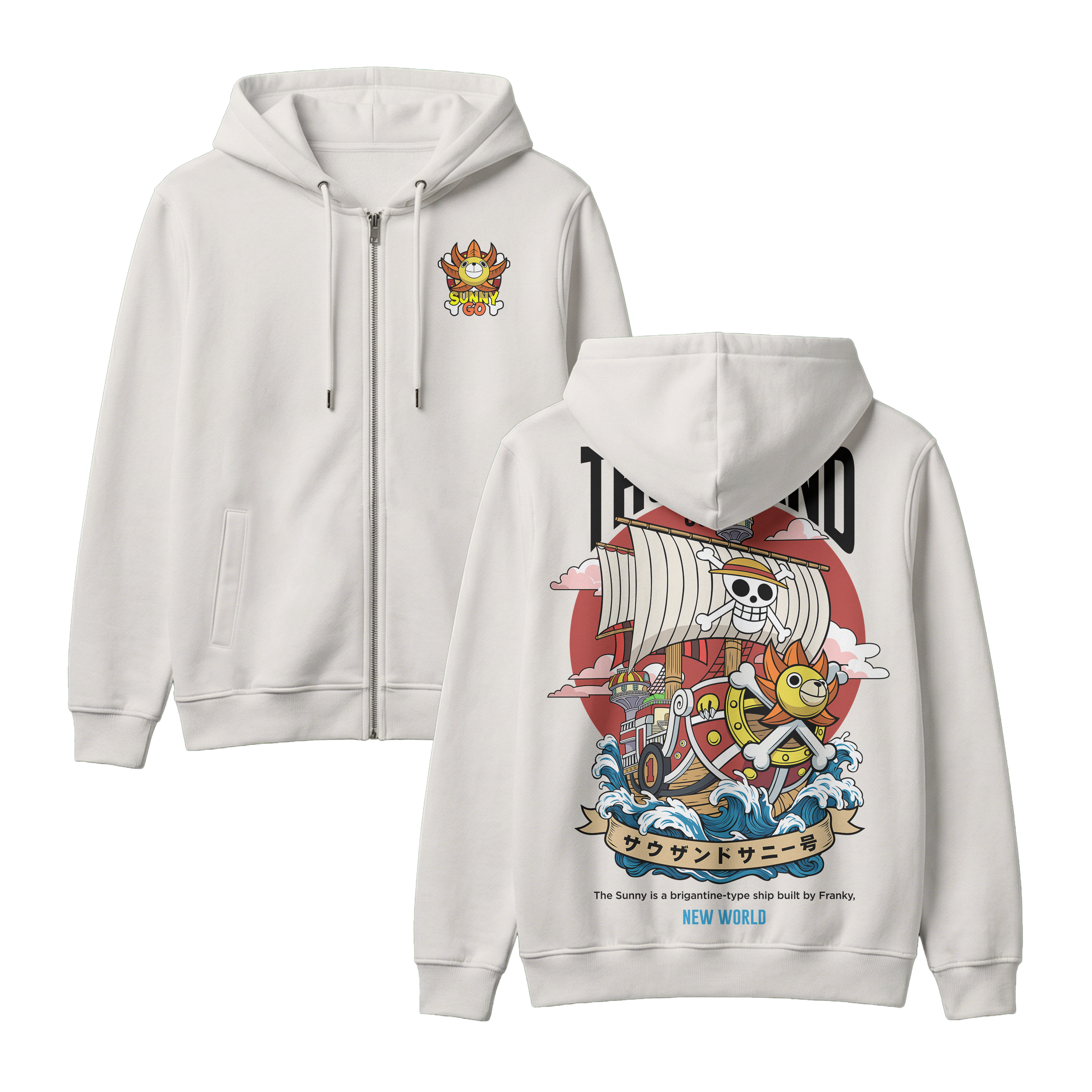Anime One Piece Thousand Sunny Zip-up Hoodie - RZM016