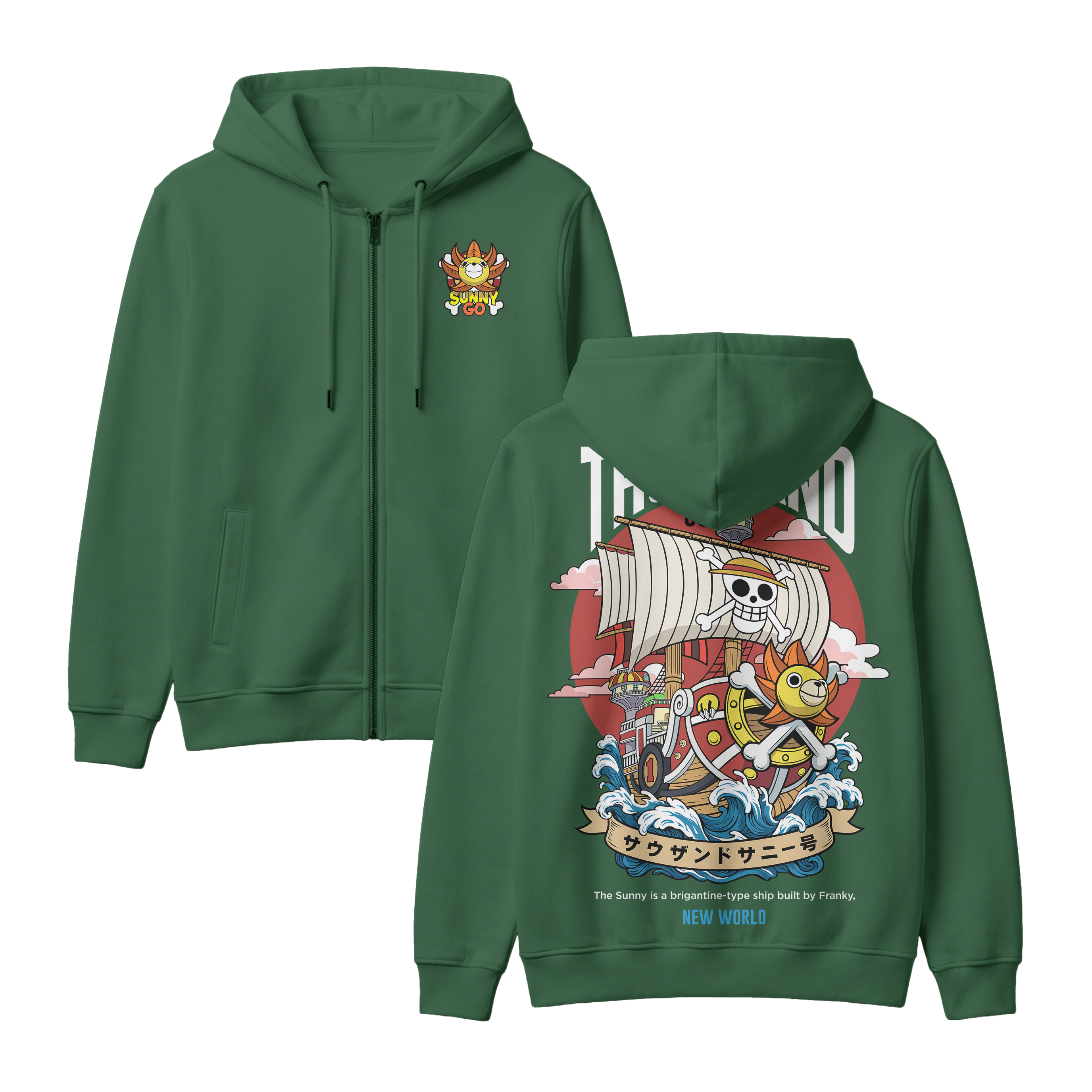 Anime One Piece Thousand Sunny Zip-up Hoodie - RZM016