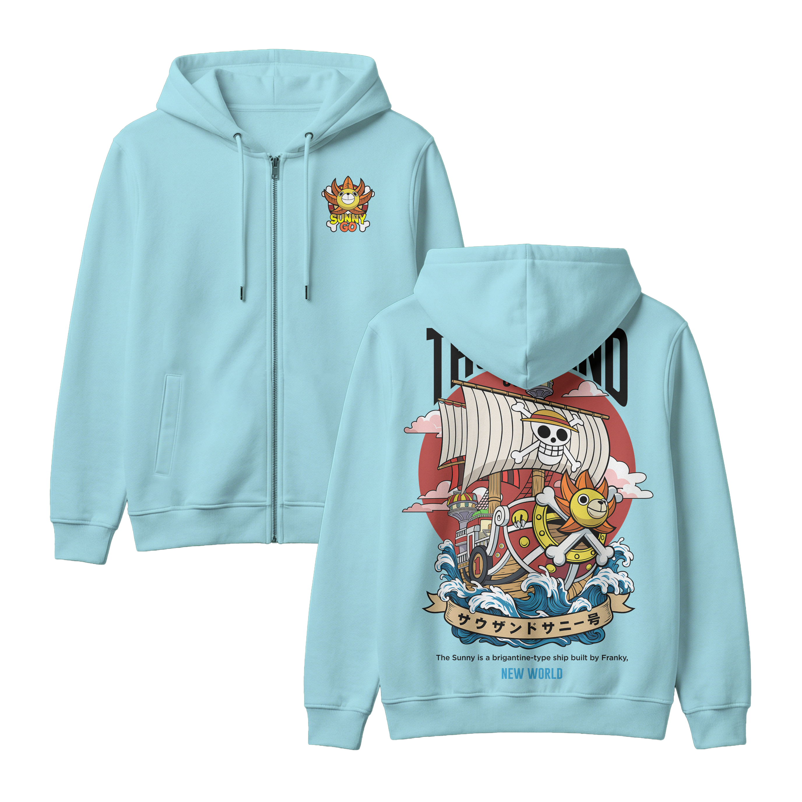 Anime One Piece Thousand Sunny Zip-up Hoodie - RZM016