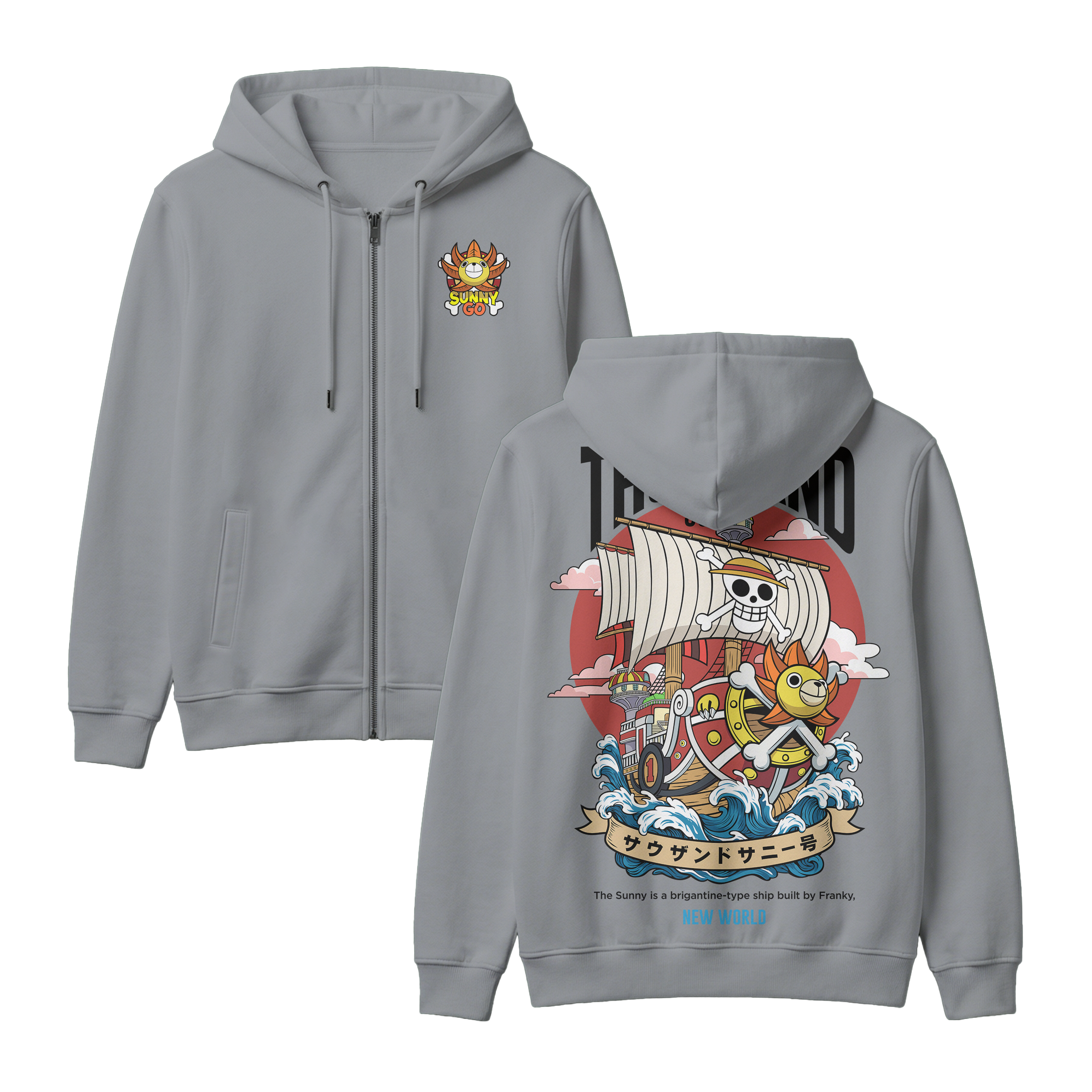 Anime One Piece Thousand Sunny Zip-up Hoodie - RZM016