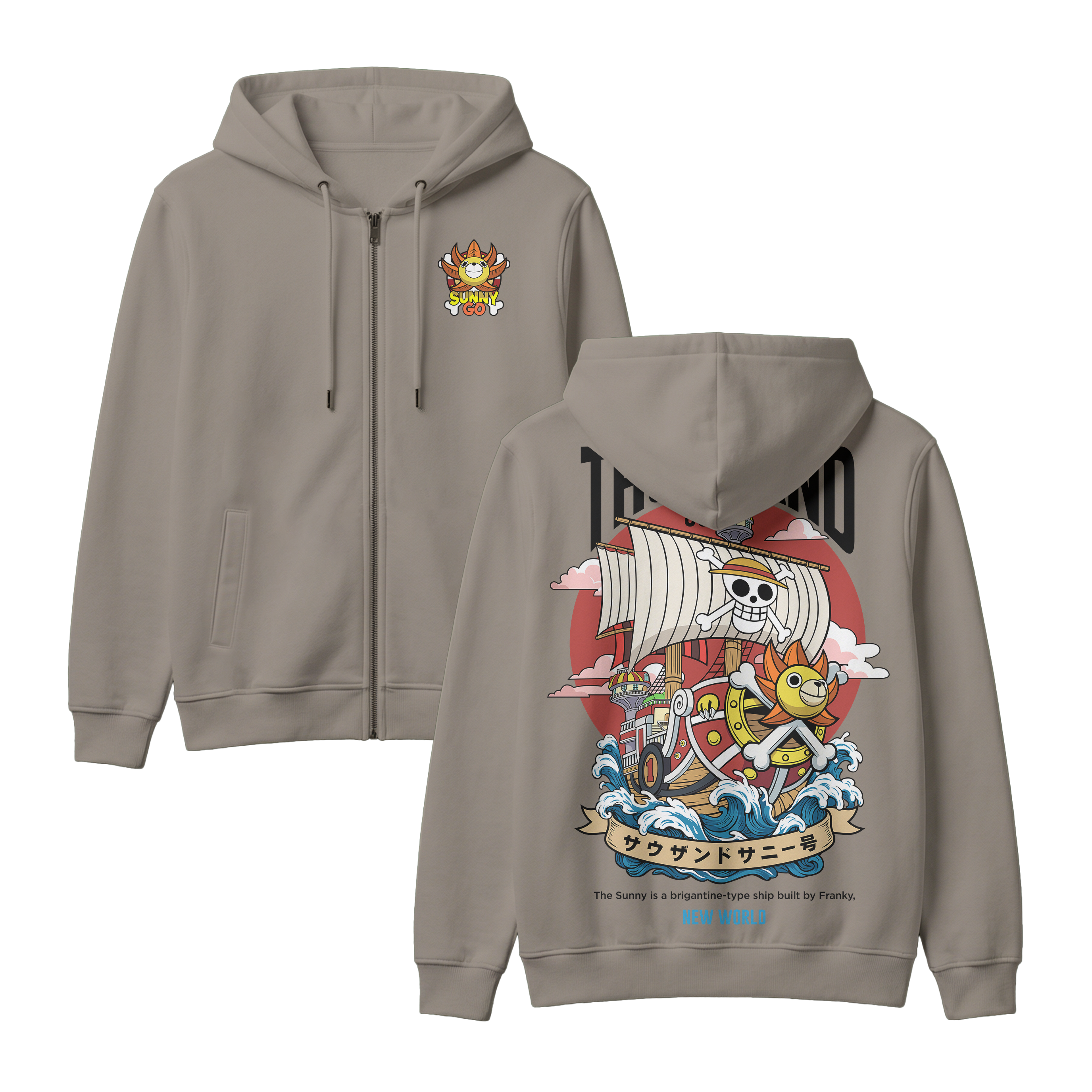Anime One Piece Thousand Sunny Zip-up Hoodie - RZM016