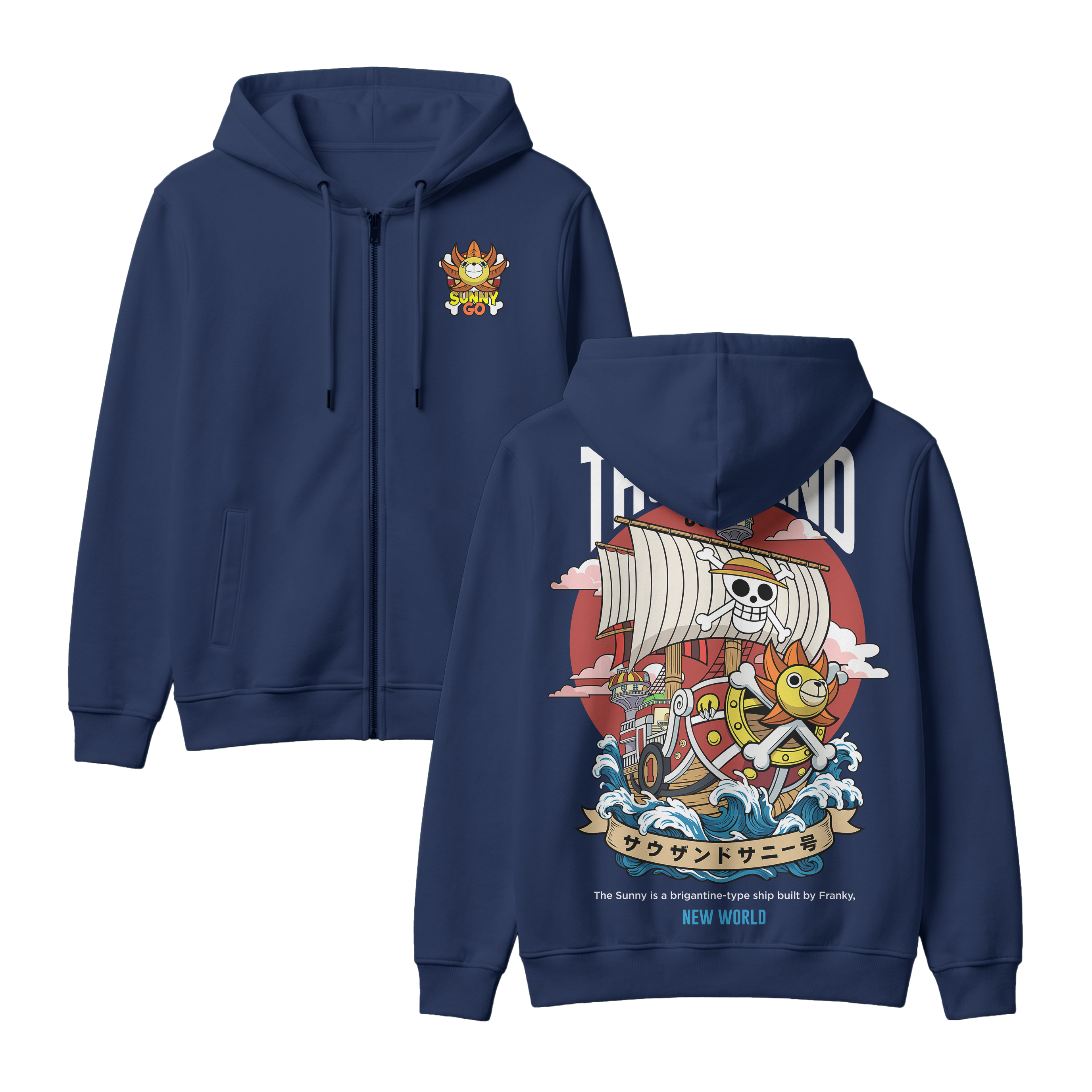 Anime One Piece Thousand Sunny Zip-up Hoodie - RZM016