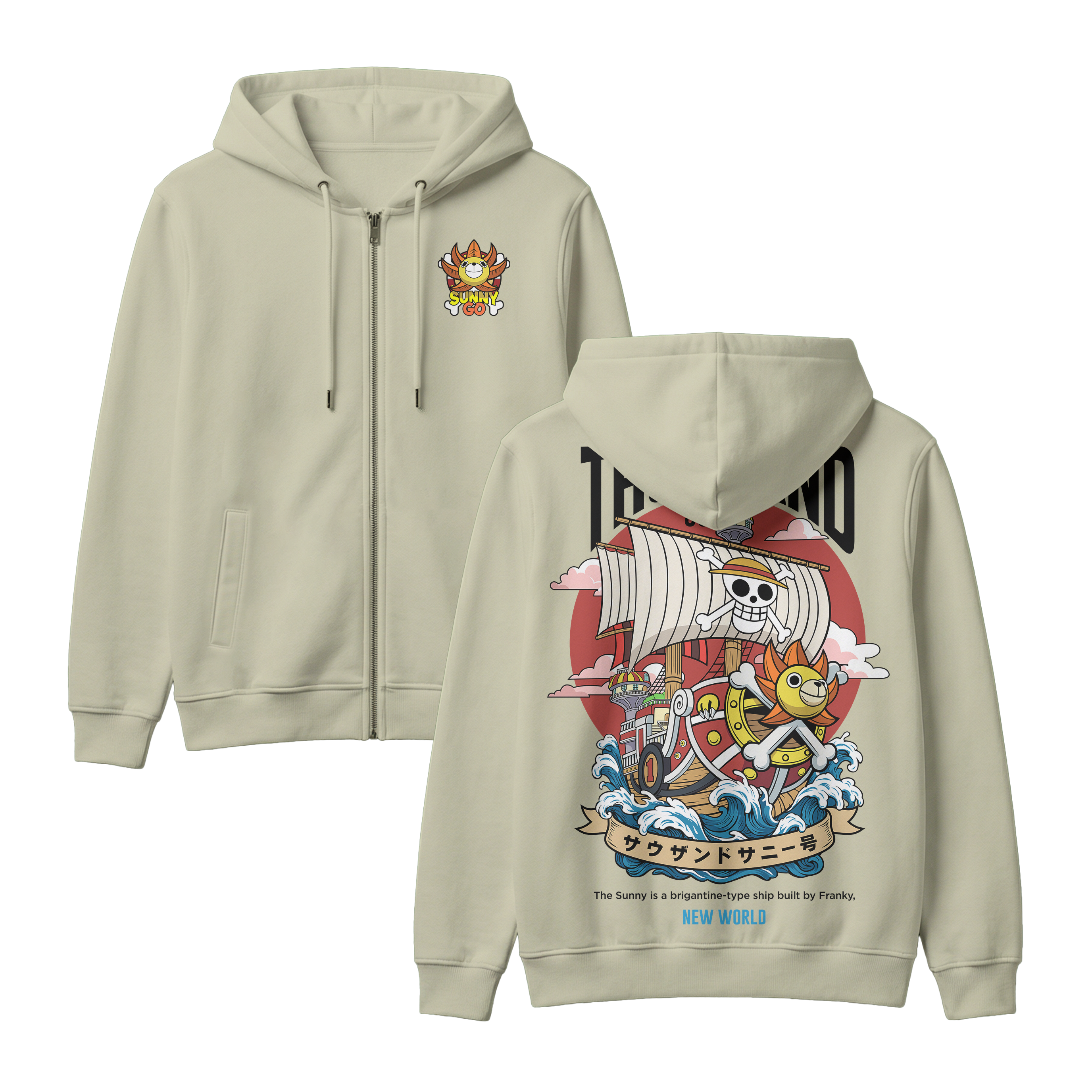 Anime One Piece Thousand Sunny Zip-up Hoodie - RZM016